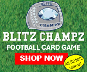 Blitz Champz is the ultimate card game for NFL and college football fans ages 7 and up!