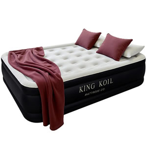 King Koil Airbeds were designed with you in mind. Enhanced Coil Technology providesthe support you and your guests need for a sound night's sleep. Air filled coils and internal layeringnaturally support the body, keeping the spine aligned as you sleep. The state-of-the-art coils also maintain the inflatable